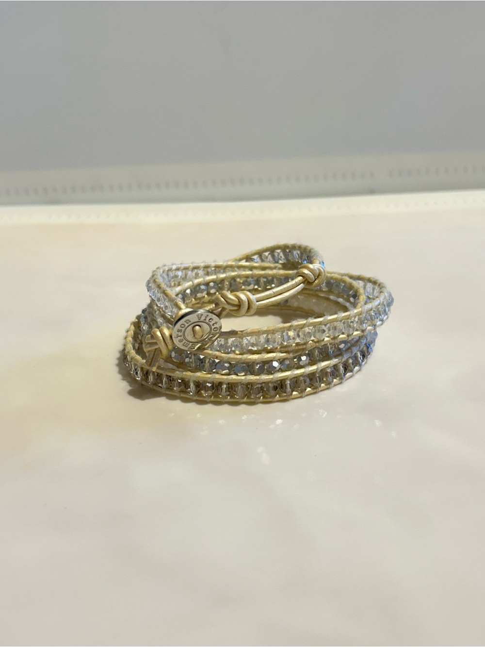 Victoria Emerson Beaded Wrap Bracelet in Cream